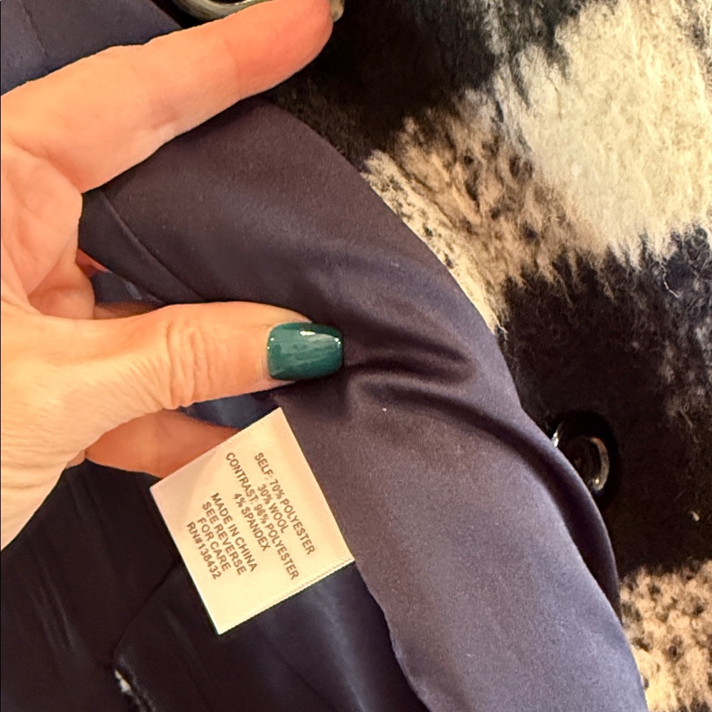 Modcloth Black Navy and White Plaid Coat - Picture 9 of 9